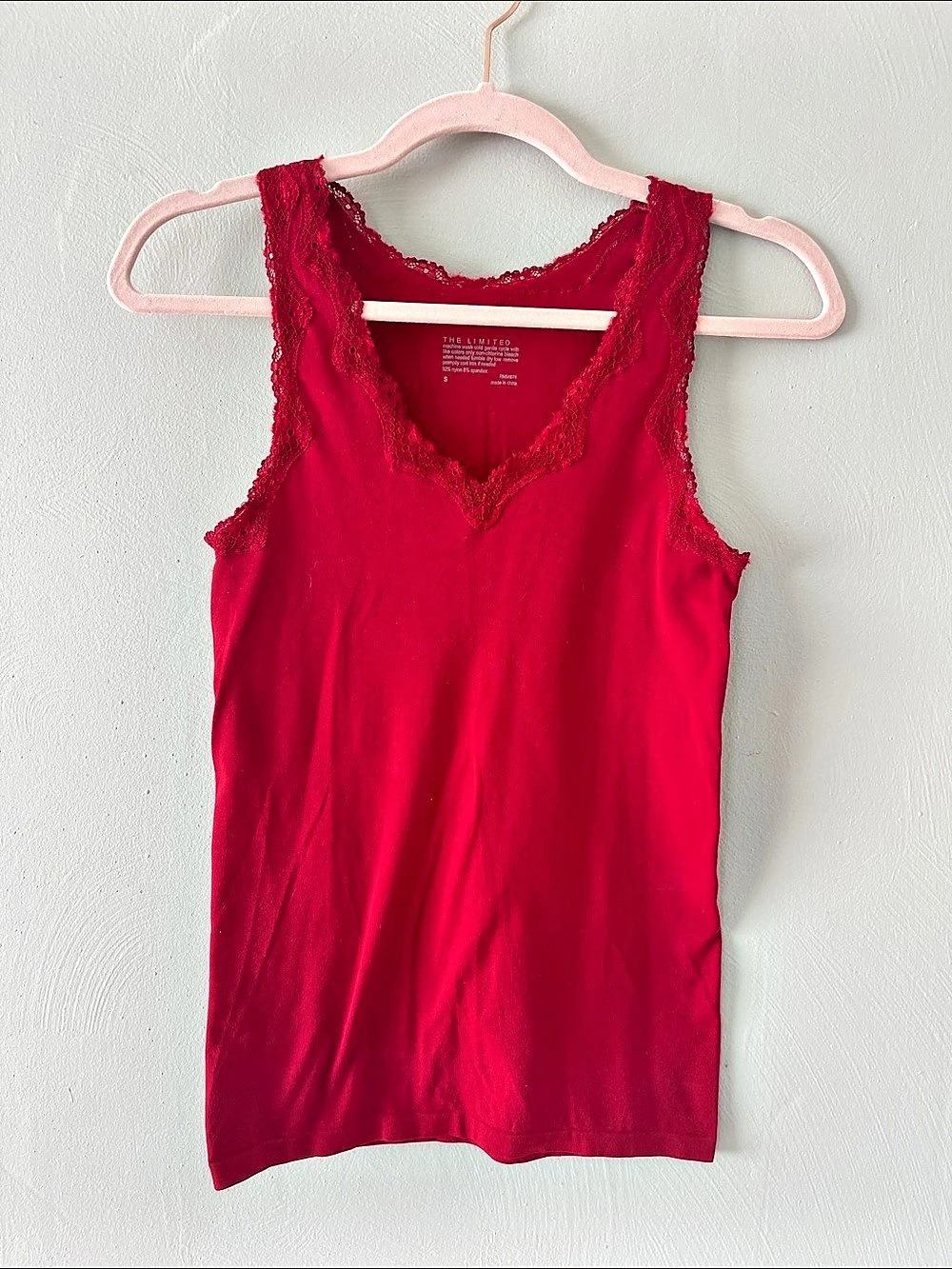 The Limited Lace Trim Camisole in Red Size Small Like New